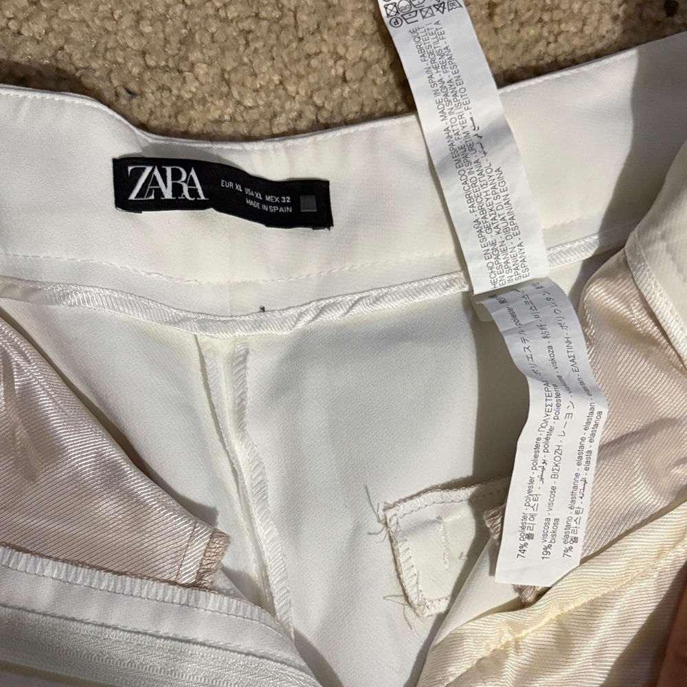 Zara Cream High-Waisted Trousers - Picture 2 of 4